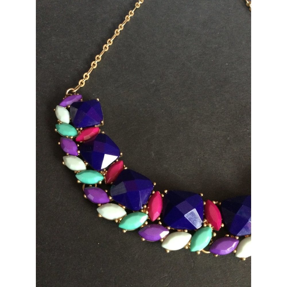 J. Crew Multicolor Gemstone Statement Necklace Sp… - image 2